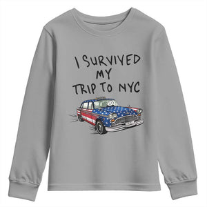 I Survived My Trip to NYC Youth Sweatshirt Funny New York City USA Flag Taxi Meme Gift