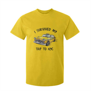 I Survived My Trip to NYC T Shirt For Kid Funny New York City Yellow Taxi Meme Gift