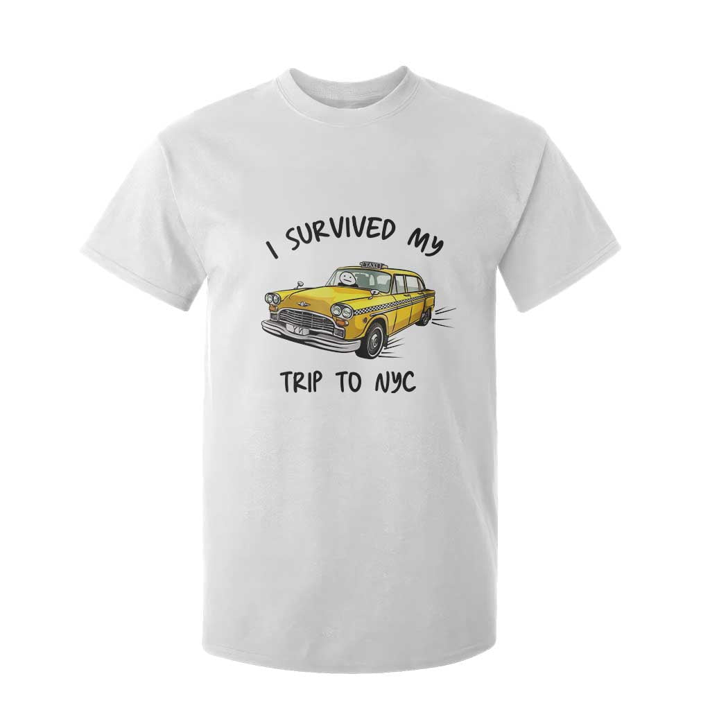 I Survived My Trip to NYC T Shirt For Kid Funny New York City Yellow Taxi Meme Gift