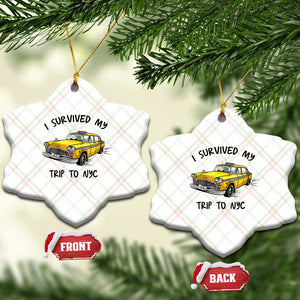 I Survived My Trip to NYC Ceramic Ornament Funny New York City Yellow Taxi Meme Gift