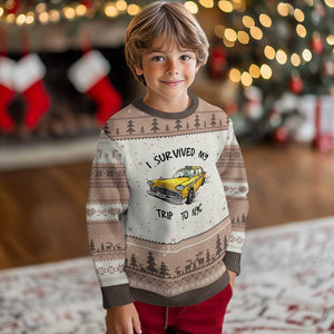I Survived My Trip to NYC Ugly Christmas Sweater Funny New York City Yellow Taxi Meme Gift