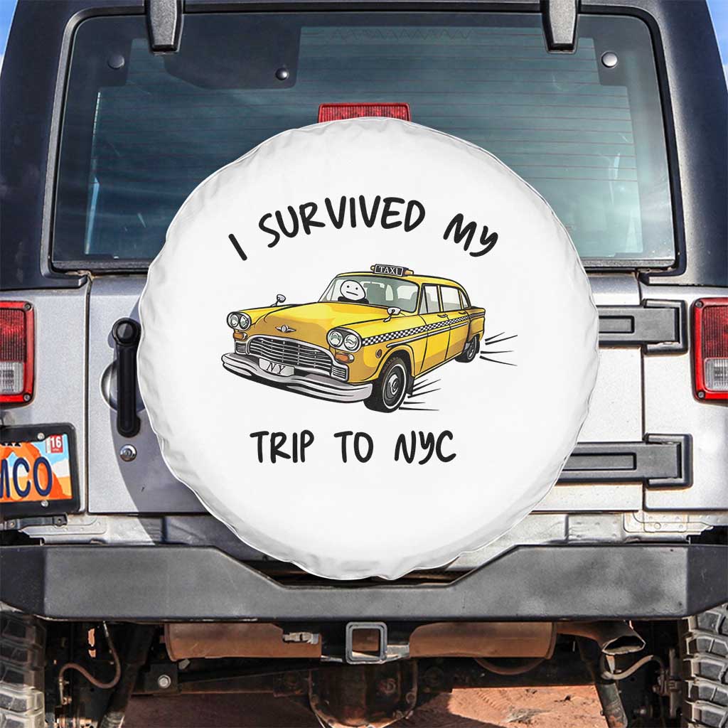 I Survived My Trip to NYC Spare Tire Cover Funny New York City Yellow Taxi Meme Gift