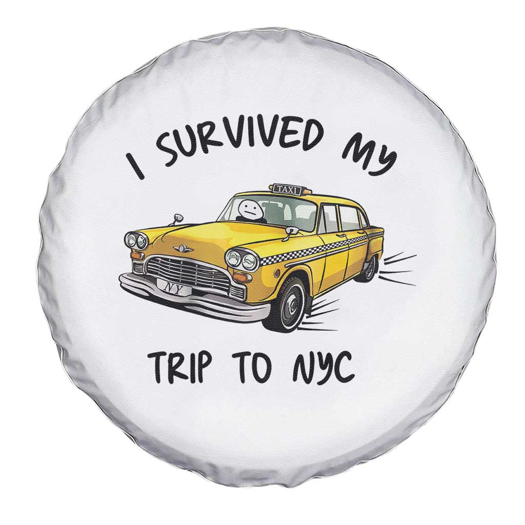 I Survived My Trip to NYC Spare Tire Cover Funny New York City Yellow Taxi Meme Gift