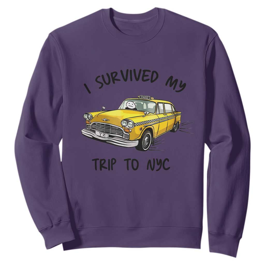 I Survived My Trip to NYC Sweatshirt Funny New York City Yellow Taxi Meme Gift