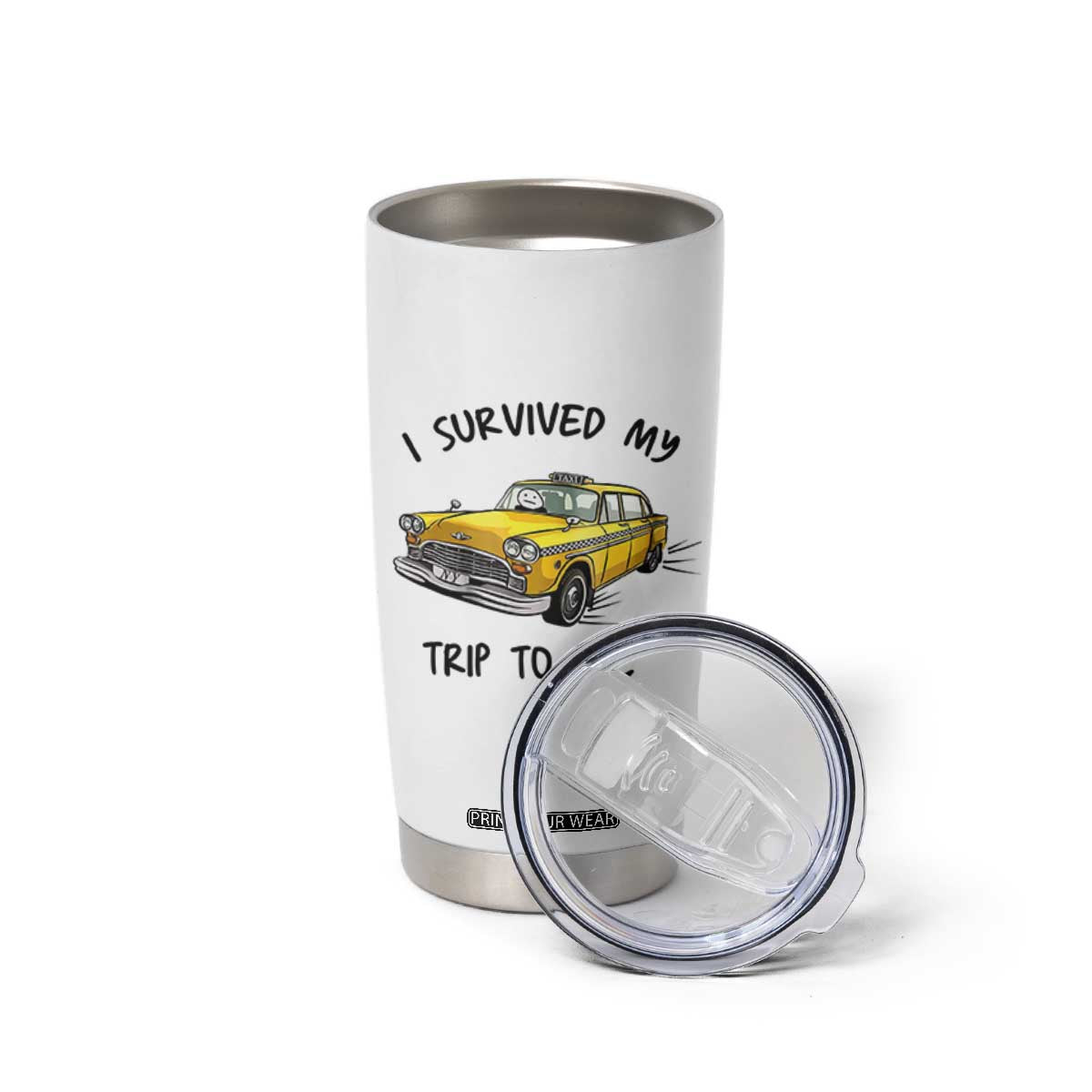 I Survived My Trip to NYC Tumbler Cup Funny New York City Yellow Taxi Meme Gift