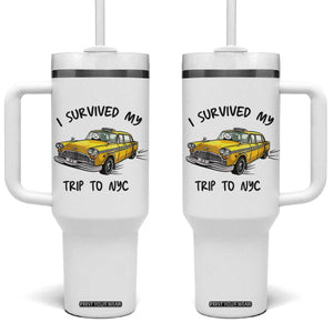 I Survived My Trip to NYC Tumbler With Handle Funny New York City Yellow Taxi Meme Gift