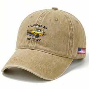 I Survived My Trip to NYC Washed Cotton Baseball Cap Funny New York City Yellow Taxi Meme Gift