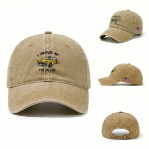 I Survived My Trip to NYC Washed Cotton Baseball Cap Funny New York City Yellow Taxi Meme Gift