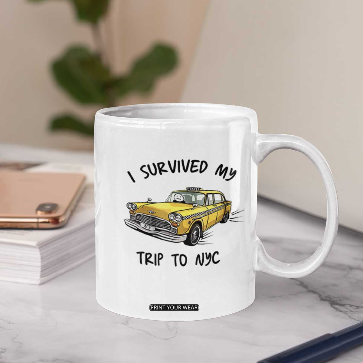 I Survived My Trip to NYC Coffee Mug Funny New York City Yellow Taxi Meme Gift
