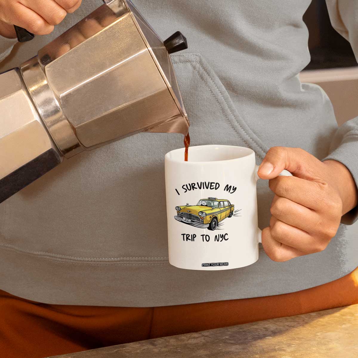 I Survived My Trip to NYC Coffee Mug Funny New York City Yellow Taxi Meme Gift