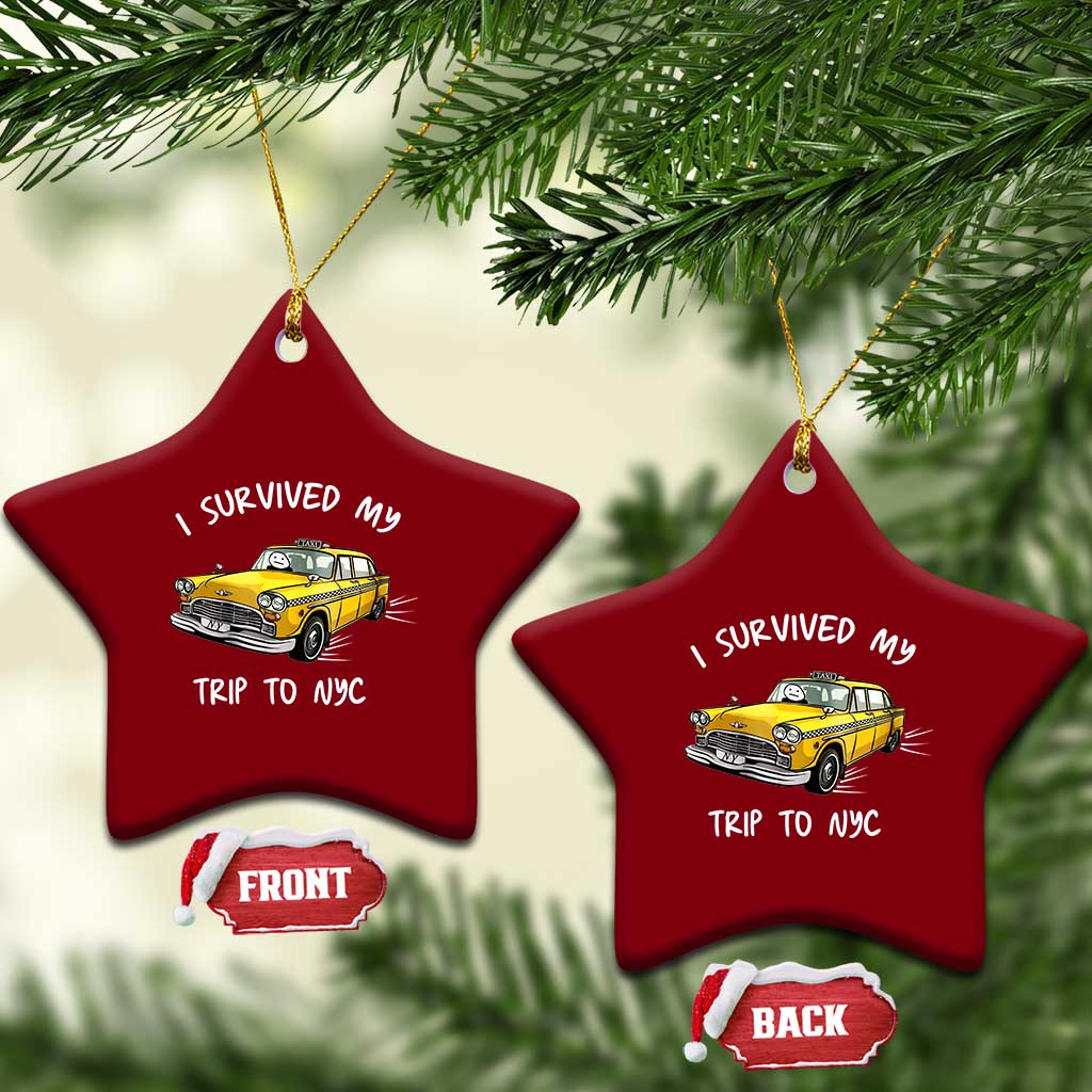 I Survived My Trip to NYC Ceramic Ornament Funny New York City Yellow Taxi Meme