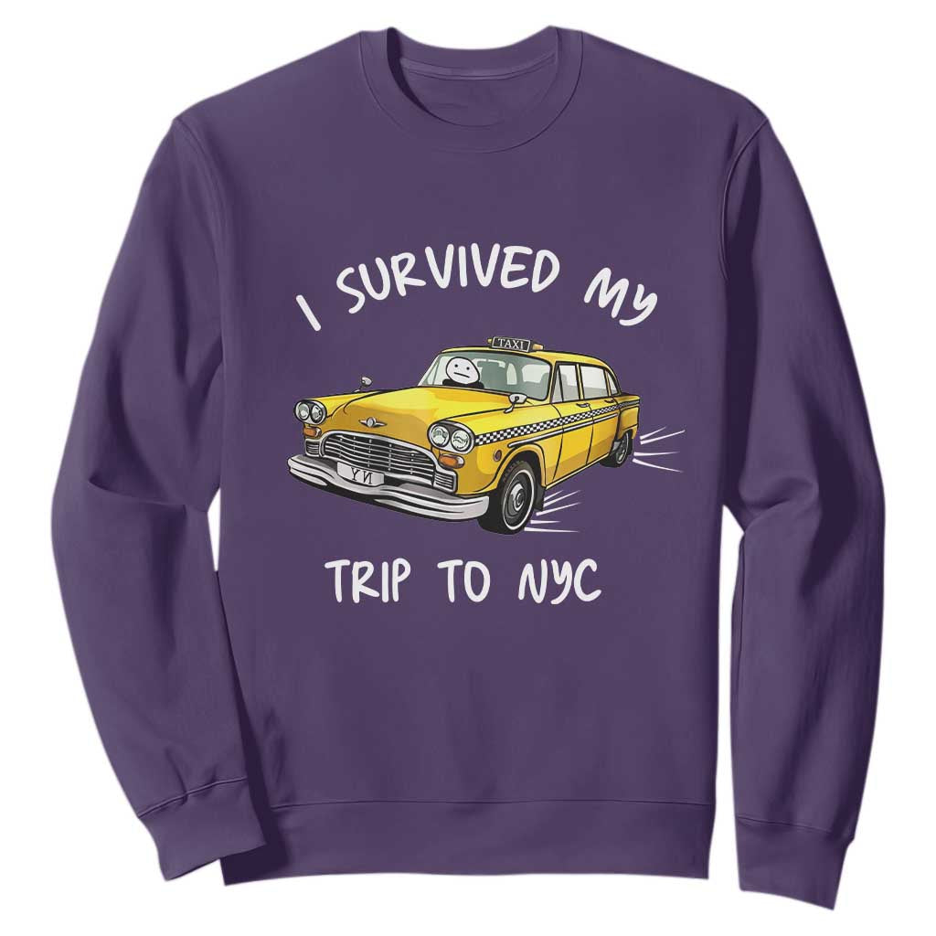 I Survived My Trip to NYC Sweatshirt Funny New York City Yellow Taxi Meme
