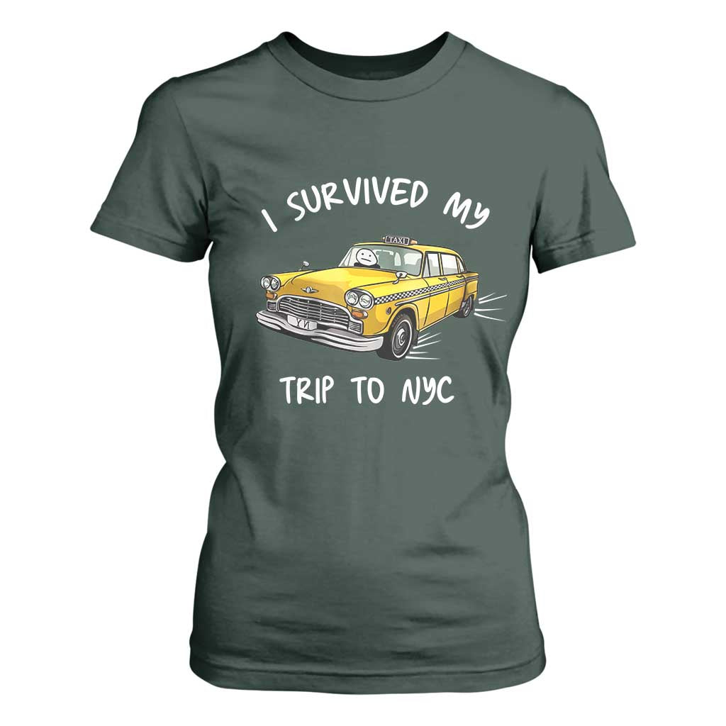 I Survived My Trip to NYC T Shirt For Women Funny New York City Yellow Taxi Meme