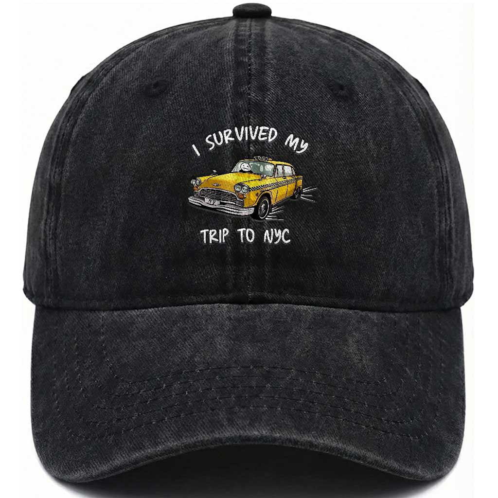 I Survived My Trip to NYC Washed Cotton Baseball Cap Funny New York City Yellow Taxi Meme