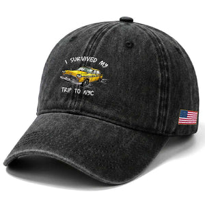 I Survived My Trip to NYC Washed Cotton Baseball Cap Funny New York City Yellow Taxi Meme
