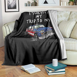 I Survived My Trip to NYC Throw Blanket Funny New York City USA Flag Taxi Meme