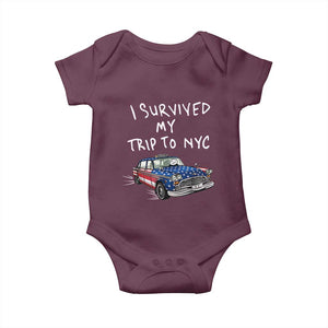 I Survived My Trip to NYC Baby Onesie Funny New York City USA Flag Taxi Meme