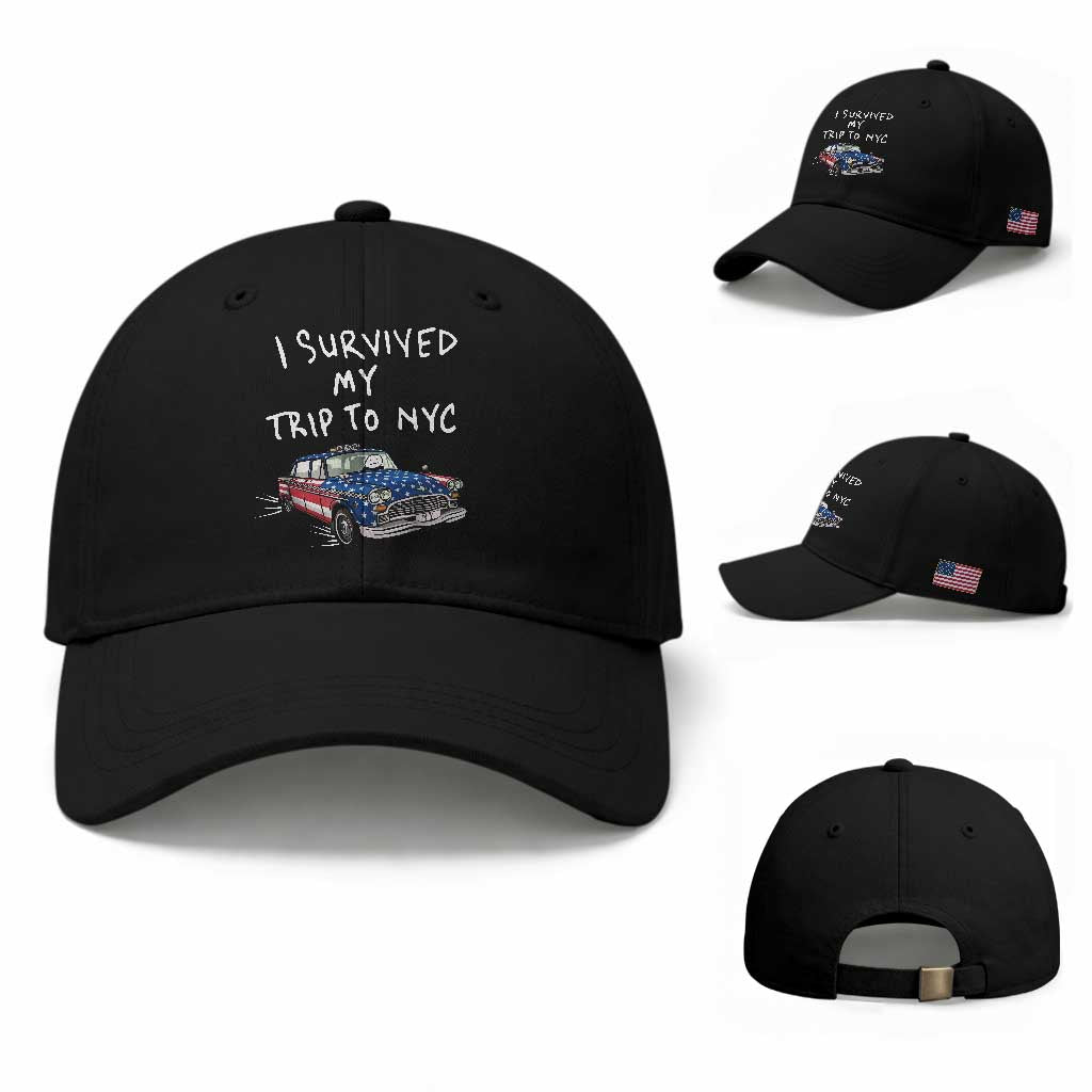 I Survived My Trip to NYC Baseball Cap Funny New York City USA Flag Taxi Meme