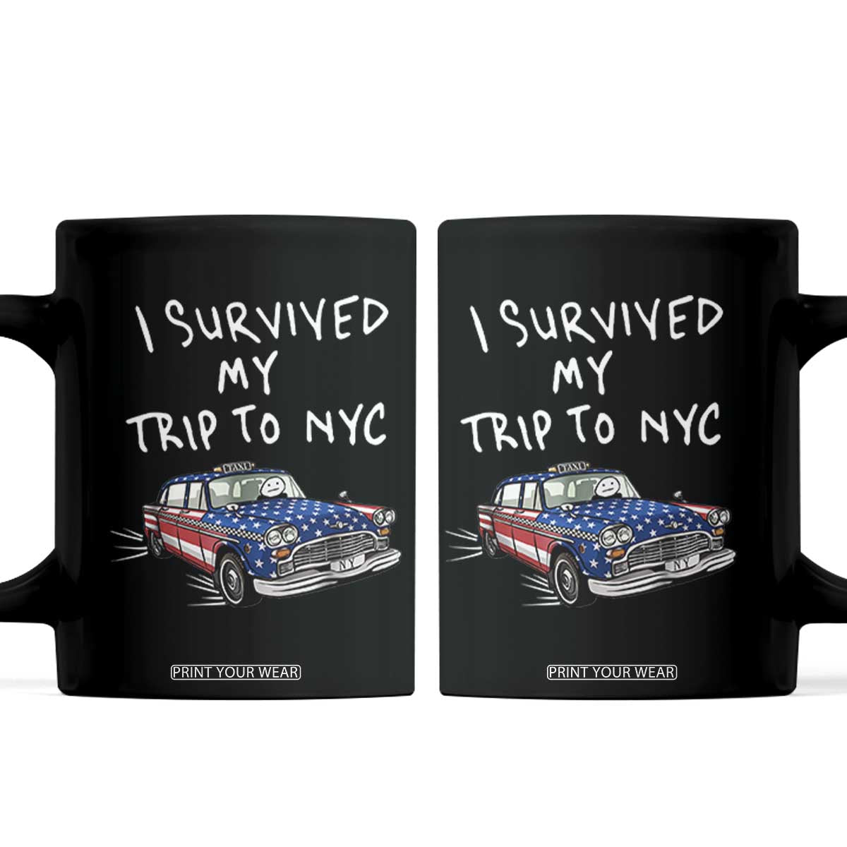 I Survived My Trip to NYC Coffee Mug Funny New York City USA Flag Taxi Meme