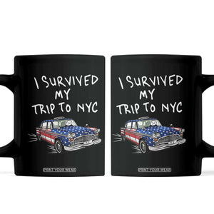 I Survived My Trip to NYC Coffee Mug Funny New York City USA Flag Taxi Meme