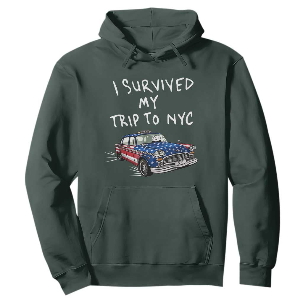 I Survived My Trip to NYC Hoodie Funny New York City USA Flag Taxi Meme