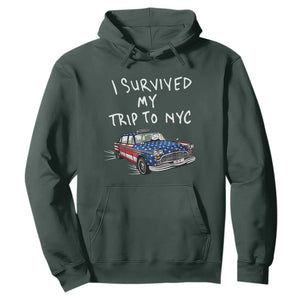 I Survived My Trip to NYC Hoodie Funny New York City USA Flag Taxi Meme