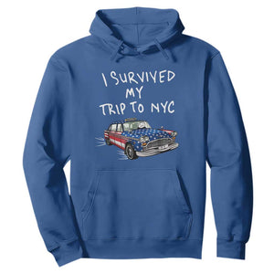 I Survived My Trip to NYC Hoodie Funny New York City USA Flag Taxi Meme