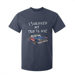 I Survived My Trip to NYC T Shirt For Kid Funny New York City USA Flag Taxi Meme
