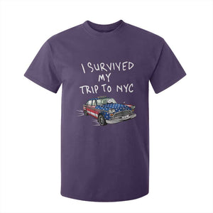 I Survived My Trip to NYC T Shirt For Kid Funny New York City USA Flag Taxi Meme