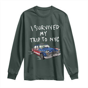 I Survived My Trip to NYC Long Sleeve Shirt Funny New York City USA Flag Taxi Meme