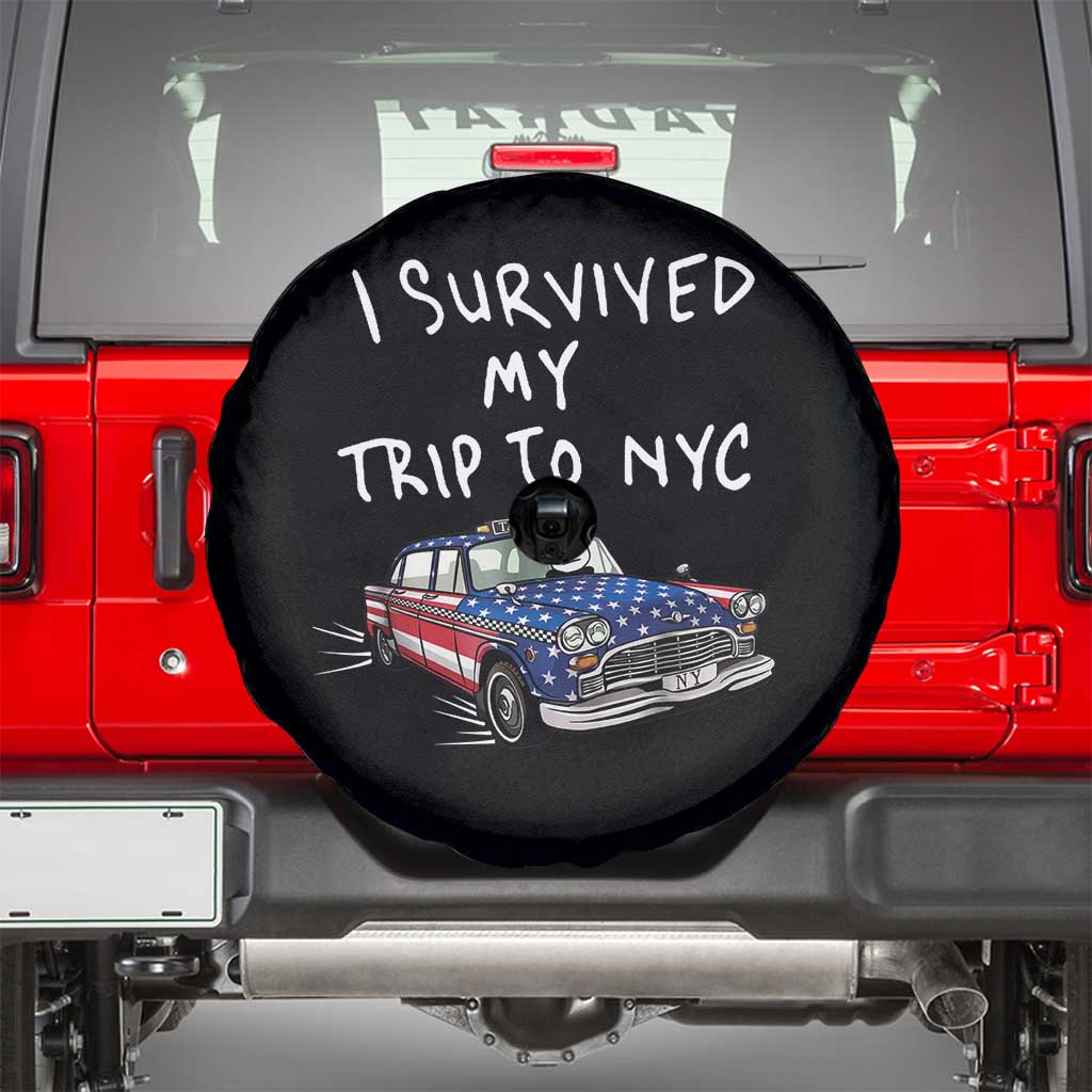 I Survived My Trip to NYC Spare Tire Cover Funny New York City USA Flag Taxi Meme