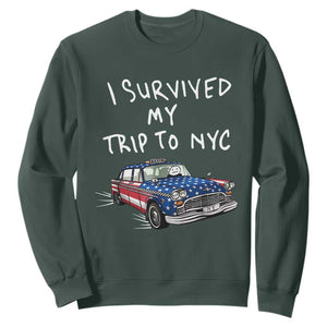 I Survived My Trip to NYC Sweatshirt Funny New York City USA Flag Taxi Meme