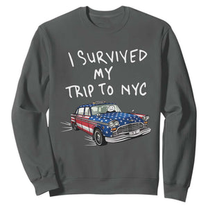 I Survived My Trip to NYC Sweatshirt Funny New York City USA Flag Taxi Meme