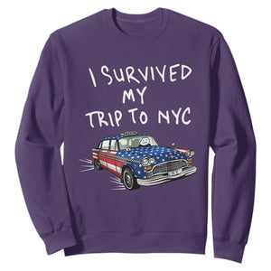 I Survived My Trip to NYC Sweatshirt Funny New York City USA Flag Taxi Meme