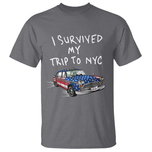 I Survived My Trip to NYC T Shirt Funny New York City USA Flag Taxi Meme