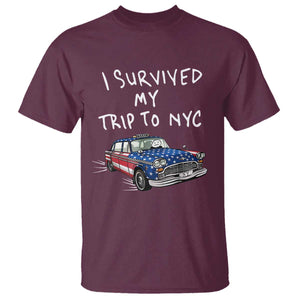 I Survived My Trip to NYC T Shirt Funny New York City USA Flag Taxi Meme