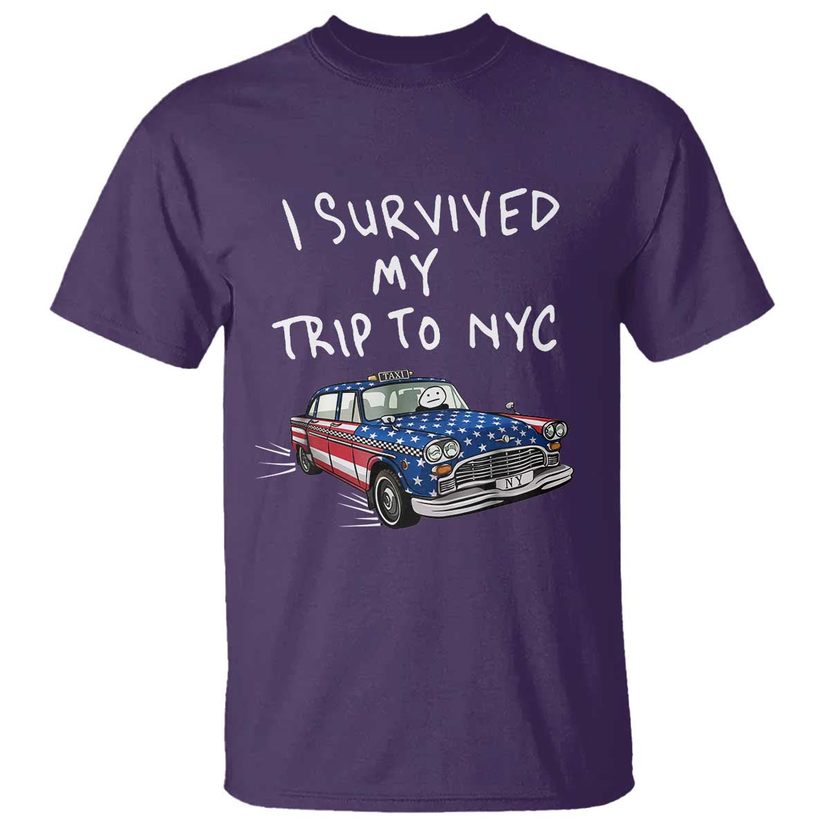 I Survived My Trip to NYC T Shirt Funny New York City USA Flag Taxi Meme