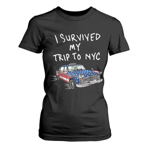 I Survived My Trip to NYC T Shirt For Women Funny New York City USA Flag Taxi Meme
