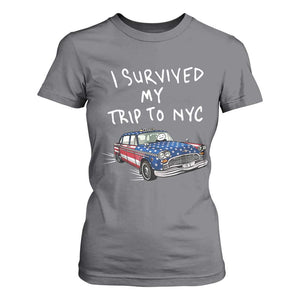 I Survived My Trip to NYC T Shirt For Women Funny New York City USA Flag Taxi Meme