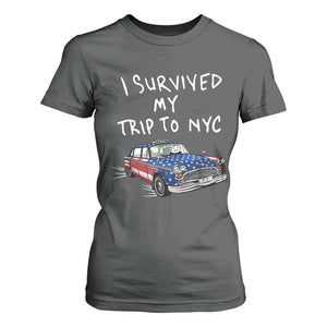 I Survived My Trip to NYC T Shirt For Women Funny New York City USA Flag Taxi Meme