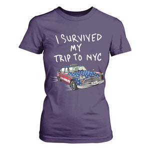 I Survived My Trip to NYC T Shirt For Women Funny New York City USA Flag Taxi Meme