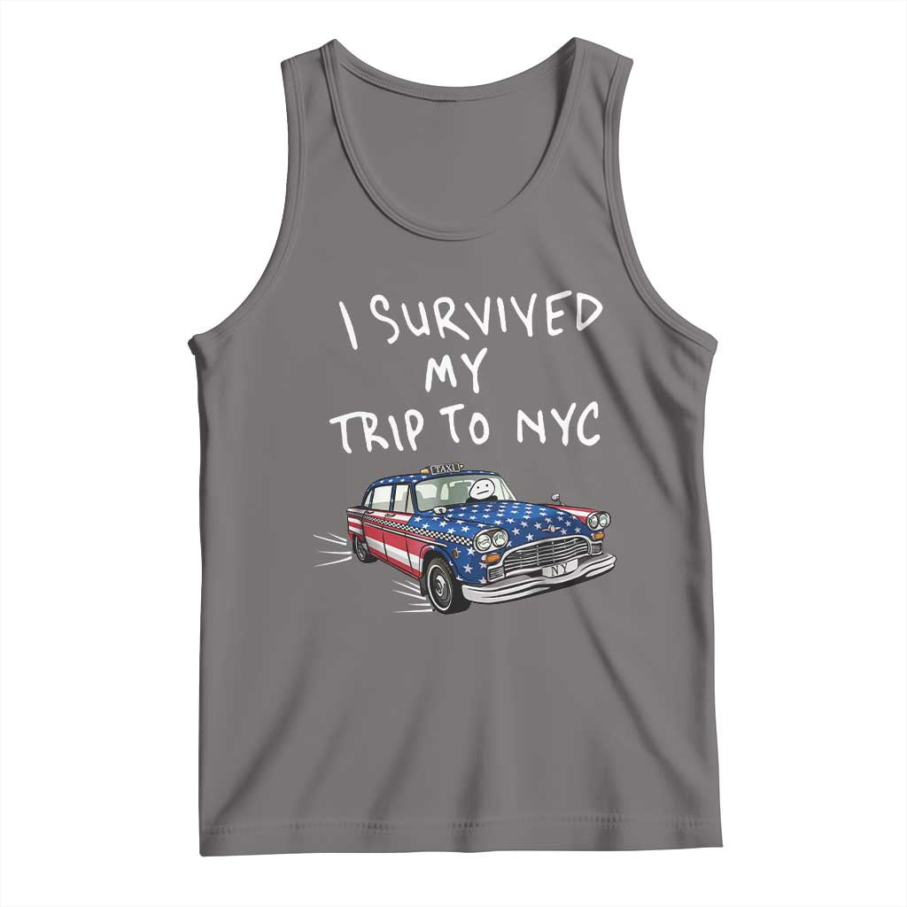 I Survived My Trip to NYC Tank Top Funny New York City USA Flag Taxi Meme