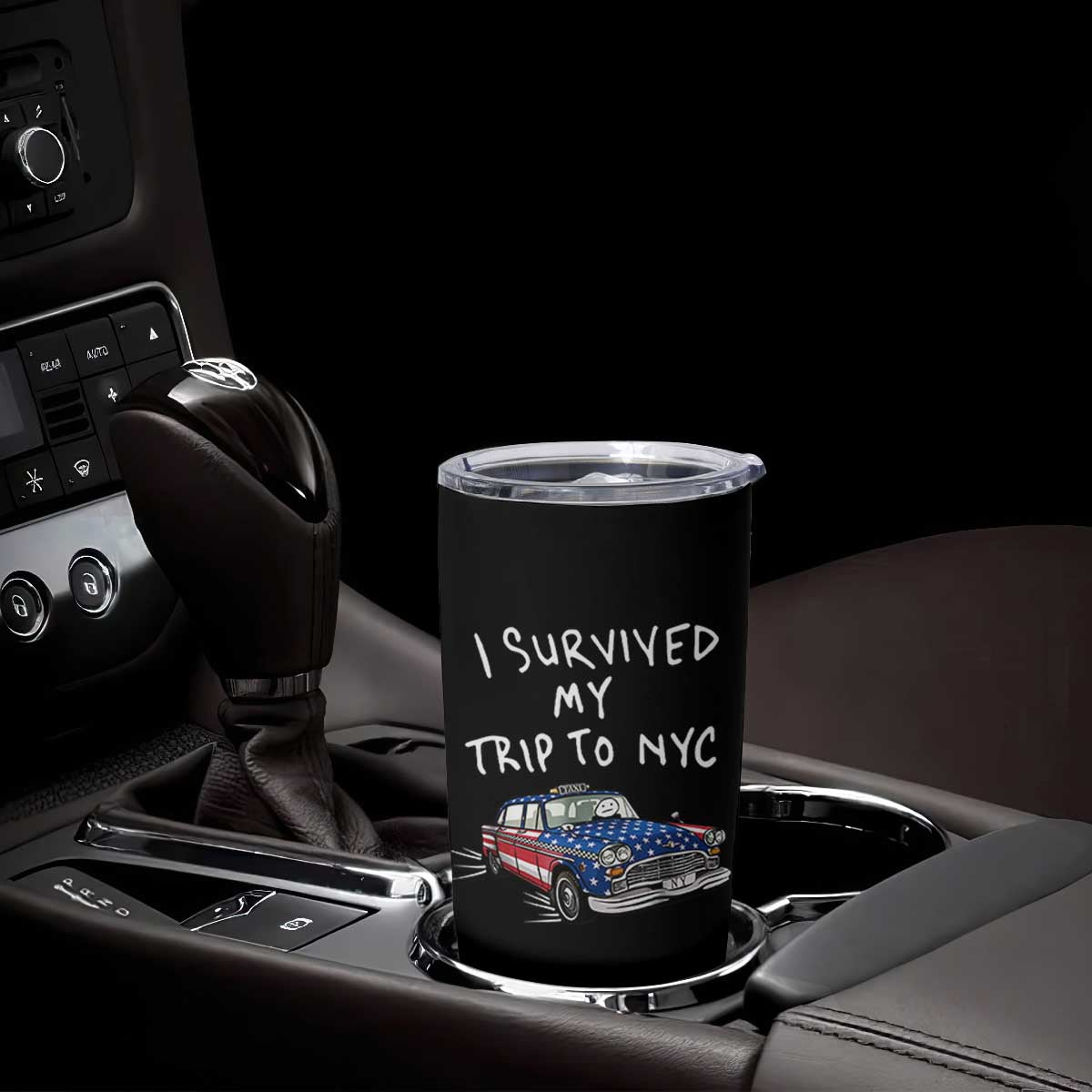 I Survived My Trip to NYC Tumbler Cup Funny New York City USA Flag Taxi Meme