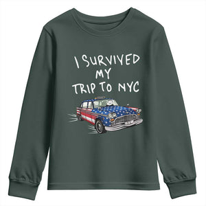 I Survived My Trip to NYC Youth Sweatshirt Funny New York City USA Flag Taxi Meme
