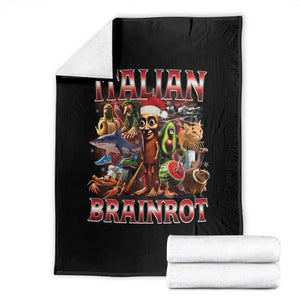 Italian Brainrot Christmas Meme Throw Blanket Funny Brain Rot Gen Z Meme TS14 Black Print Your Wear