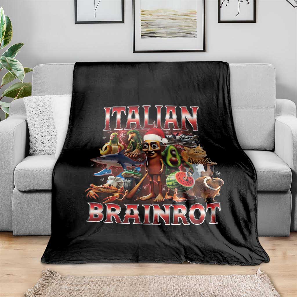 Italian Brainrot Christmas Meme Throw Blanket Funny Brain Rot Gen Z Meme TS14 Print Your Wear