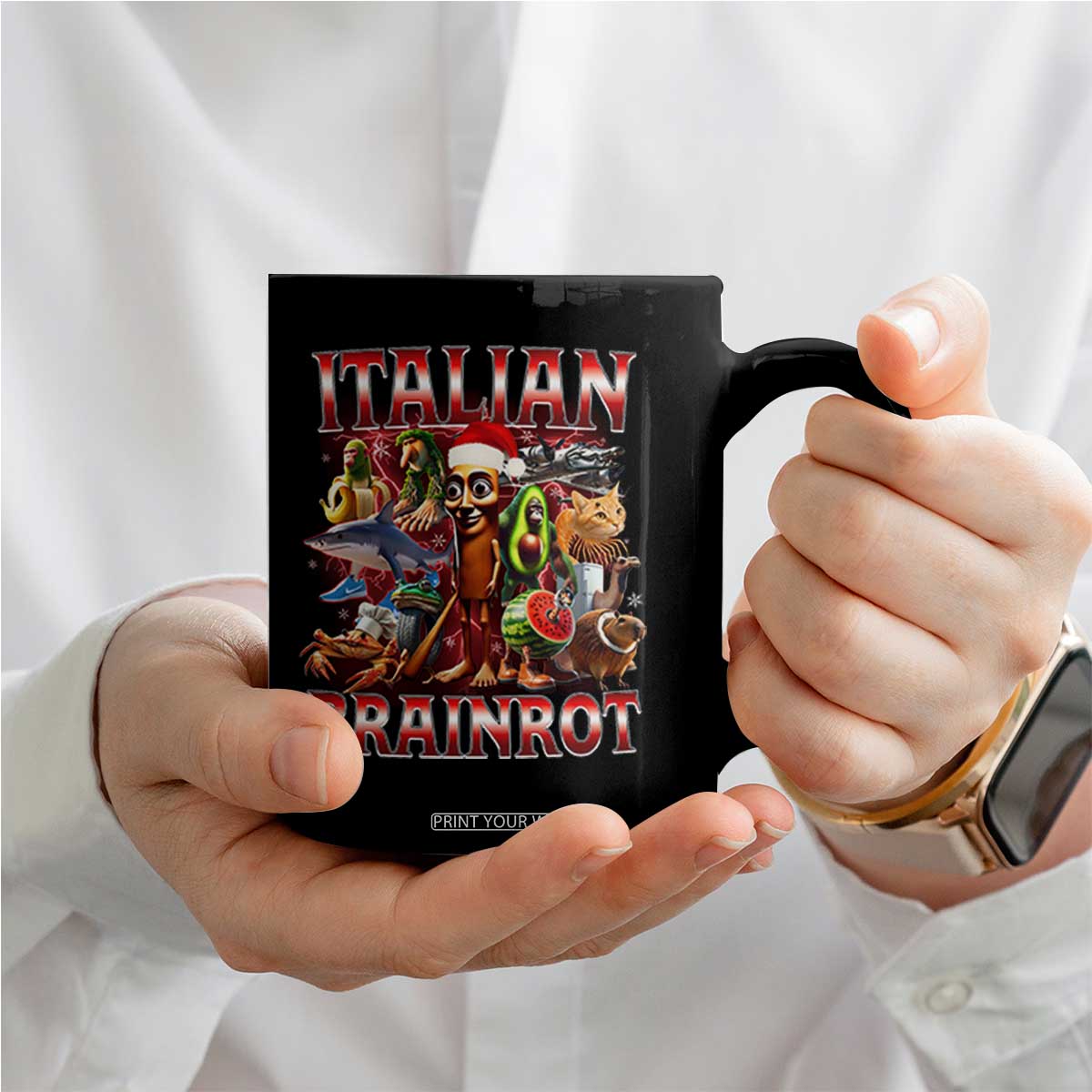 Italian Brainrot Christmas Meme Coffee Mug Funny Brain Rot Gen Z Meme TS14 Print Your Wear