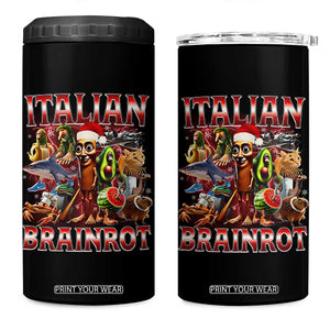 Italian Brainrot Christmas Meme 4 in 1 Can Cooler Tumbler Funny Brain Rot Gen Z Meme TS14 One Size: 16 oz Black Print Your Wear