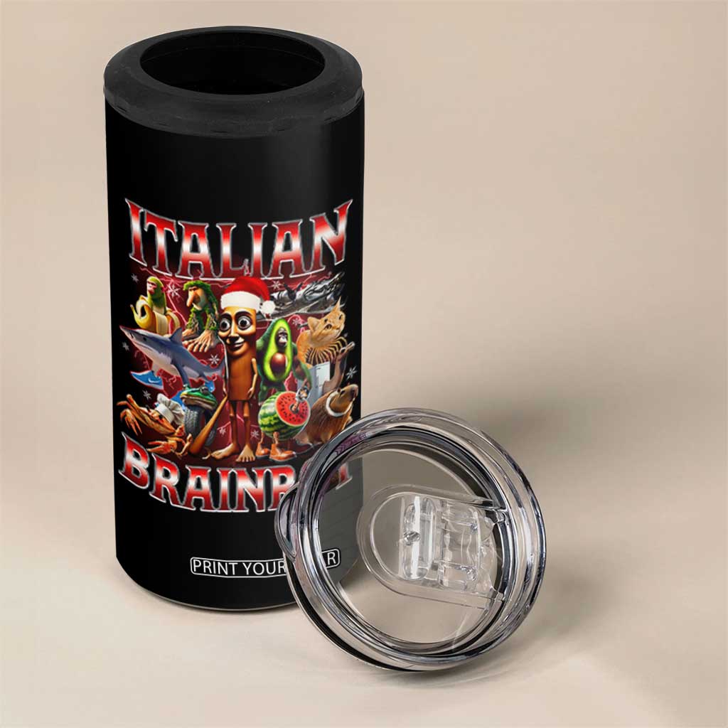 Italian Brainrot Christmas Meme 4 in 1 Can Cooler Tumbler Funny Brain Rot Gen Z Meme TS14 Print Your Wear