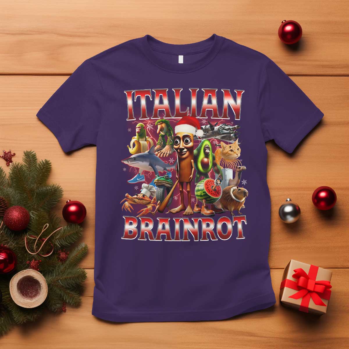 Italian Brainrot Christmas Meme T Shirt Funny Brain Rot Gen Z Meme TS14 Purple Print Your Wear